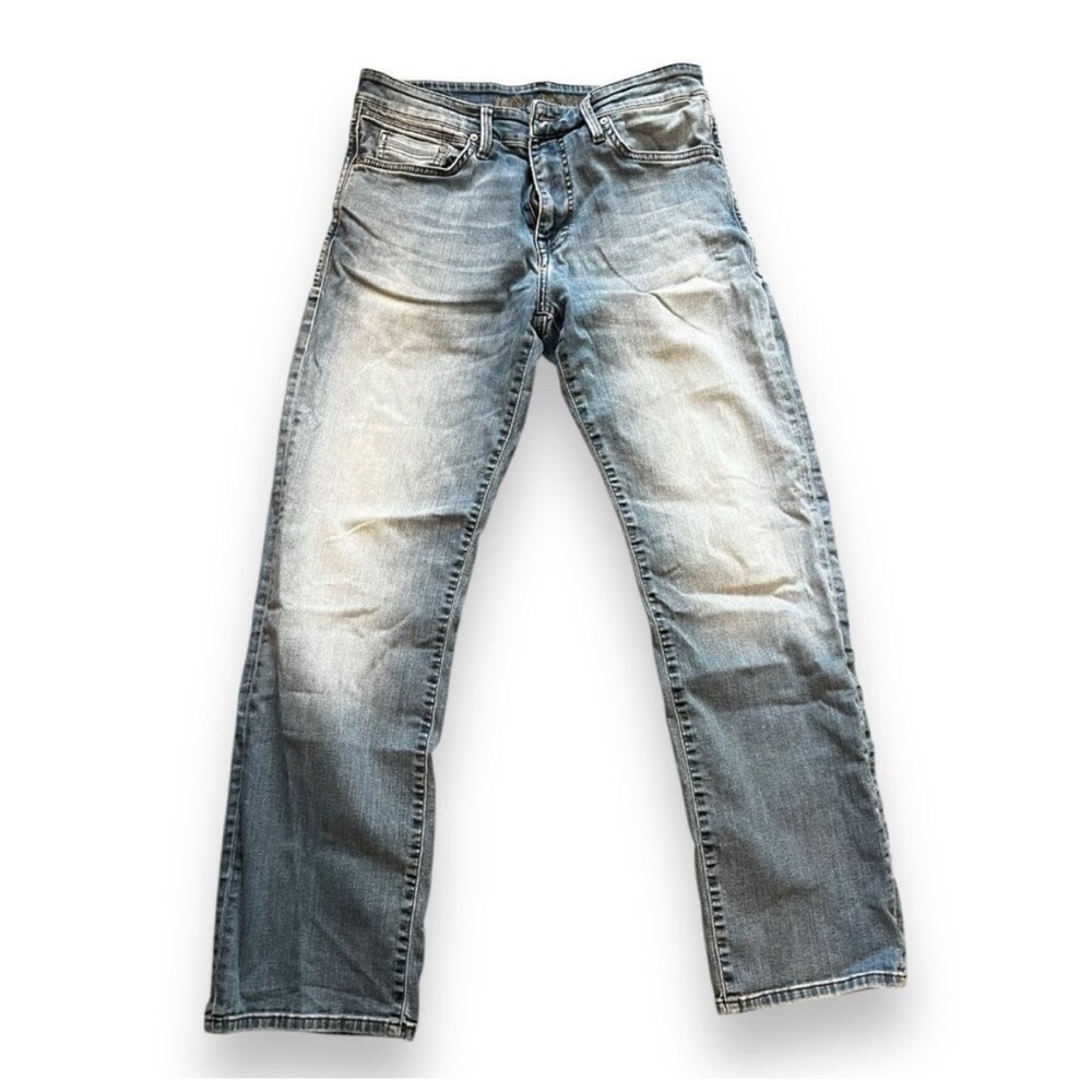 Mavi Mens Myles Straight Leg Jeans Mid-Rise Denim Light Wash Blue Size 32x32